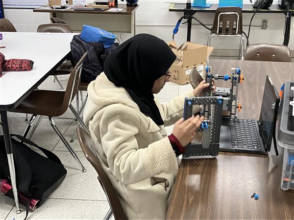 Student working on the robot.